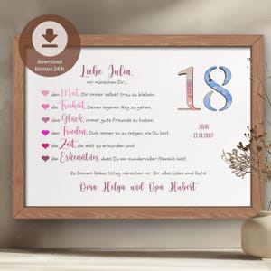 18 Geburtstag Geldgeschenk personalisiert | 18. Geburtstag Geburtstagsgeschenk Mädchen | DIY Geld-Geburtstagskarte | PDF Download Ausdrucken