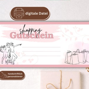 Shopping voucher PDF | Digital shopping voucher | Gift voucher template | Customizable voucher | Instant download
