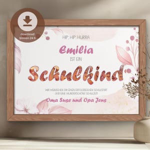 Geldgeschenk Schulanfang personalisiert PDF | Einschulungsgeschenk Mädchen digital | DIY Geld- Schulkind Karte | PDF Download zum Ausdrucken