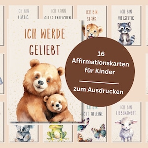 16 Affirmationskarten für Kinder PDF | Affirmationen zum Ausdrucken | Mutmacher sofort download | positive Glaubenssätze | Ermutigungskarten