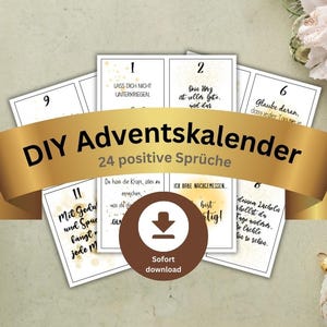 DIY Adventskalender zum Drucken | PDF "positive Sprüche" | Adventskarten selber machen | Adventszahlen mit Sprüchen |Kalender zur Motivation