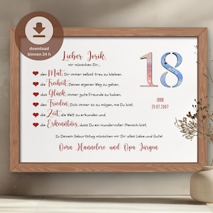 Presente em dinheiro de 18 anos personalizado | menina presente de aniversário de 18 anos | Cartão de aniversário de dinheiro DIY | Baixar PDF imprimir