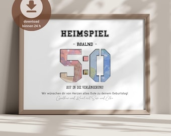 Regalo de dinero personalizado para tu 50.º cumpleaños | Regalo de 50.º cumpleaños para hombres | Regalo DIY para deportistas | Descarga PDF imprimible
