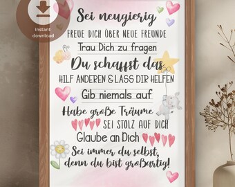 Encouraging posters for children | School enrollment gift for girls | Affirmations PDF to print | A4 & A3 | Classroom decoration | Back to school