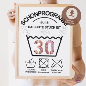 Cadeau d'argent à faire soi-même pour un 30e anniversaire, PDF personnalisé | Programme doux de 30 minutes | Emballage ludique avec instructions de lavage, format A4 à télécharger