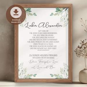 Imagen de regalo de confirmación personalizada | Regalo de confirmación para niñas y niños | Hazlo tú mismo | Descargar PDF para imprimir | Carta de patrocinio