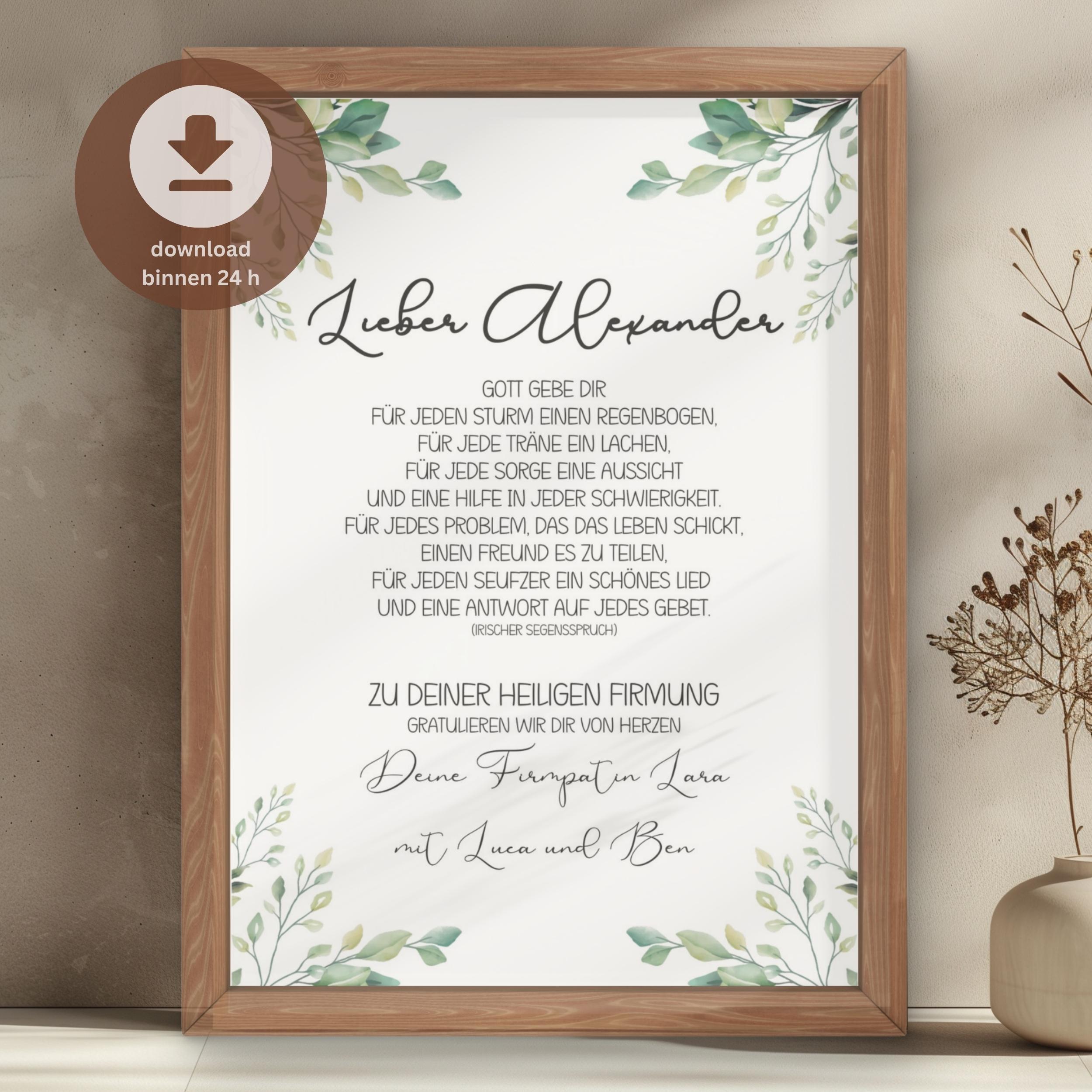 Personalized Confirmation Gift | Confirmation gift for girls and boys | DIY | PDF download for printing | Godparent letter