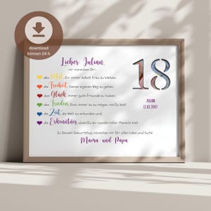 Geldgeschenk 18 Geburtstag PDF personalisiert | 18. Geburtstag Geburtstagsgeschenk  | DIY Geschenk zum Ausdrucken A4 Download