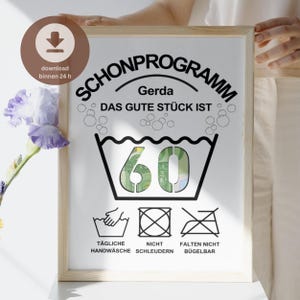 Spersonalizowany prezent pieniężny na 60. urodziny (PDF) | Zrób to sam – prezent na 60. urodziny (delikatne opakowanie) | Instrukcja prania opakowania na pieniądze (A4)