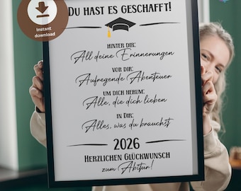 Gift for graduating class of 2026: Digital poster – Motivational quote for graduates | Instant download for printing