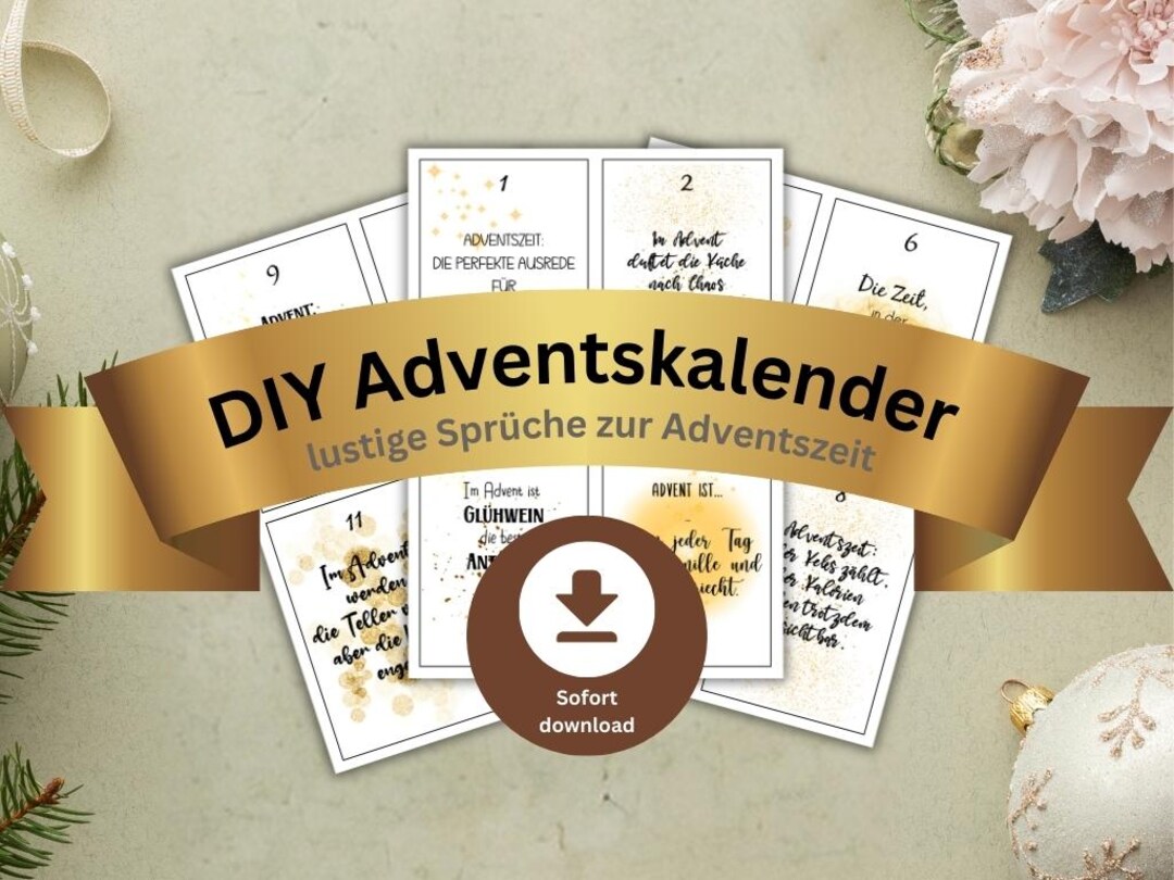 DIY Adventskalender zum Drucken PDF "lustige Adventssprüche