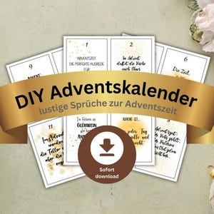 Calendario de Adviento DIY para imprimir | PDF “dichos divertidos de Adviento” | Tarjetas de Adviento para hacer tú mismo | Números de Adviento con refranes | calendario