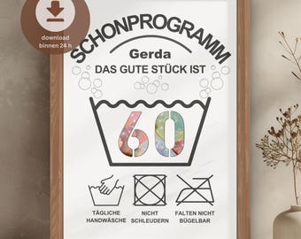 Regalo personalizado en efectivo para 60 cumpleaños | Regalo de cumpleaños para mujer | Tarjeta de cumpleaños en efectivo DIY | Descarga PDF para imprimir