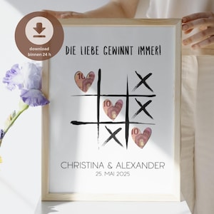 Digitaal geld cadeau voor een bruiloft | Geld als huwelijksgeschenk | Gepersonaliseerde trouwposter | Zelf boter-kaas-en-eieren maken | Liefde overwint altijd