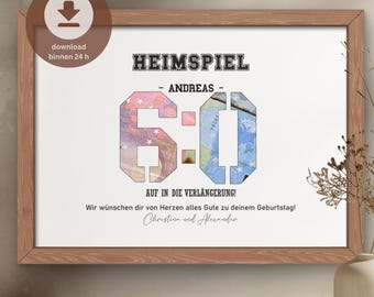 Regalo en efectivo personalizado para el 60 cumpleaños | Regalo de cumpleaños para hombre número 60 | Tarjeta de cumpleaños con dinero hecha a mano | Descargar PDF Imprimir