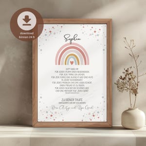 Imagen de regalo de bautizo personalizada | regalo de bautizo para niñas | Cartel de bautizo DIY | Descargar PDF para imprimir | carta de patrocinio | recuerdo