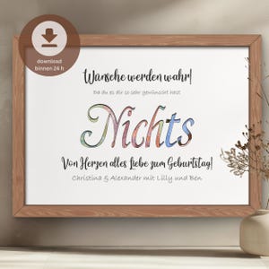 Nothing birthday present personalized | digital cash gift | gift idea nothing wanted | funny gift | PDF download for printing