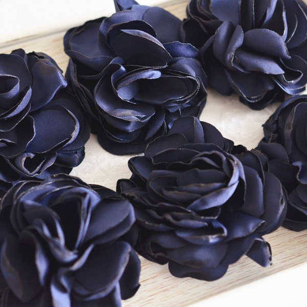 New! Set of 2pcs handmade silk flowers--navy (FB1064)