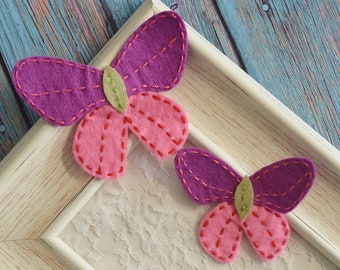 New! Set of 2pcs handmade felt butterfly--light plum (CL2593)