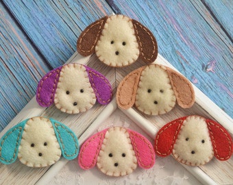 New! Set of 6pcs felt puffy dog head--mix colors (CL242)