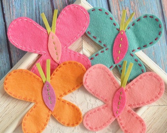 New! Set of 4pcs handmade large felt butterfly--mix colors (CL003)