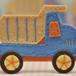 Set of 4pcs handmade felt truck--anti blue (FT732)