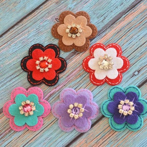 New! Set of 6pcs handmade felt flowers--mix colors (FT746)