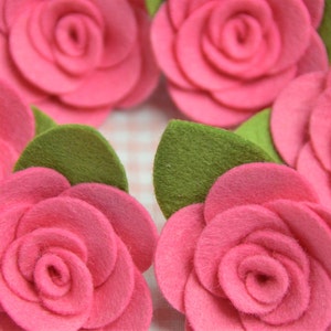 Set of 6pcs felt flower--dark carnation (FT982)