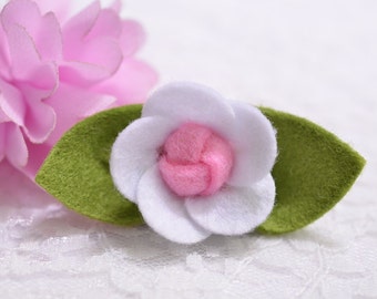 Set of 6pcs handmade felt flower--white (FT435)