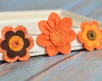 New! Set of 3pcs handmade felt flowers (CL2822)