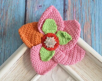 New! One piece handmade crochet flower--pink (CL2059)