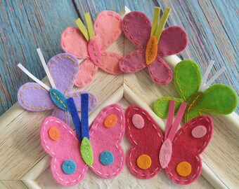 NEW! Set of 6pcs handmade felt butterfly--Mix color (CL595)