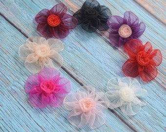 New! Set of 8pcs handmade organza flower--mix colors (OA2018)