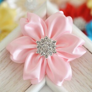 NEW! 4pcs Handmade Satin flowers--pink (FB1061)