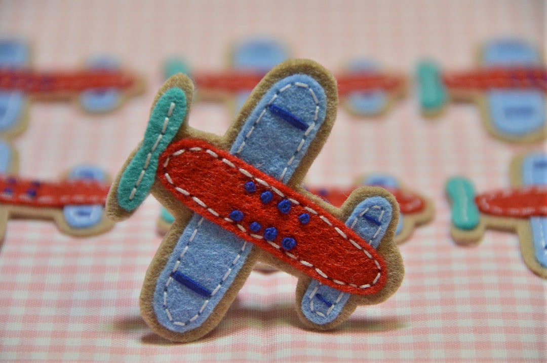 Set of 6pcs Handmade Felt Airplanepecan Glow/devil Red Etsy