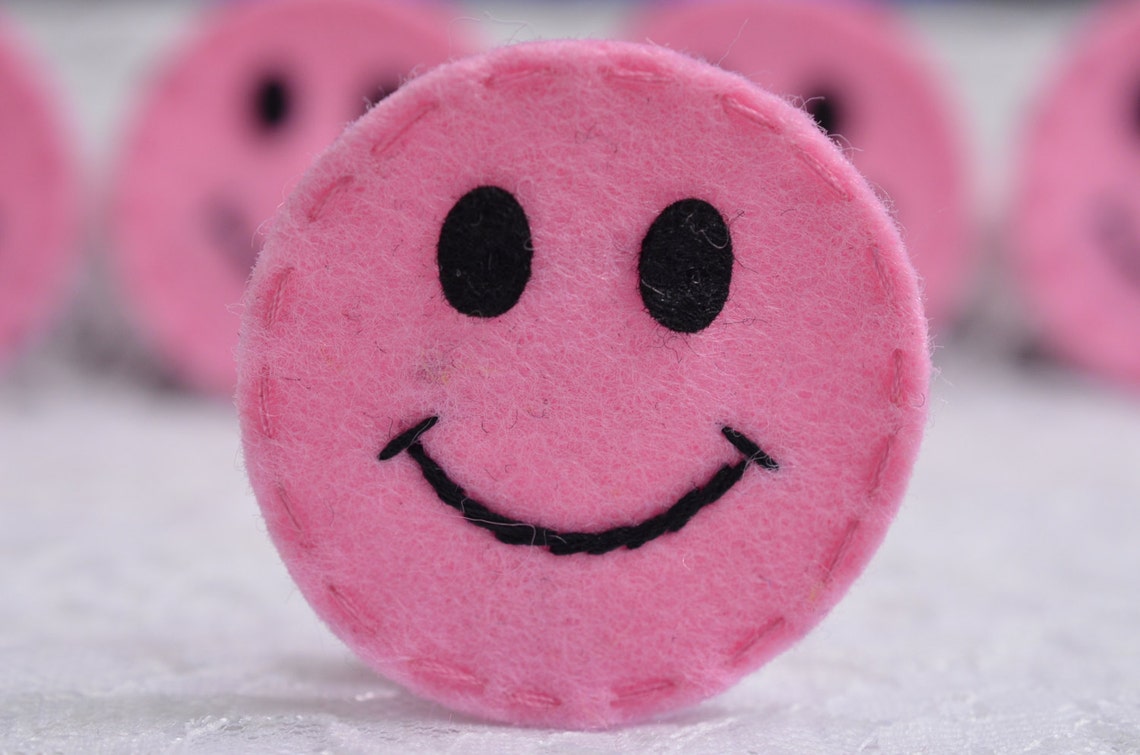 Set of 6pcs Handmade Felt Happy Facebaby Pink FT989 Etsy