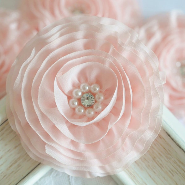 New! One piece Handmade Chiffon flower--light pink (FB1066)