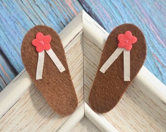 New! One pair handmade felt flip flops—chocolate (CL2023)