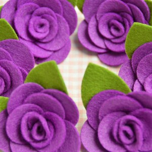 Set of 6pcs felt flower--light plum (FT982)