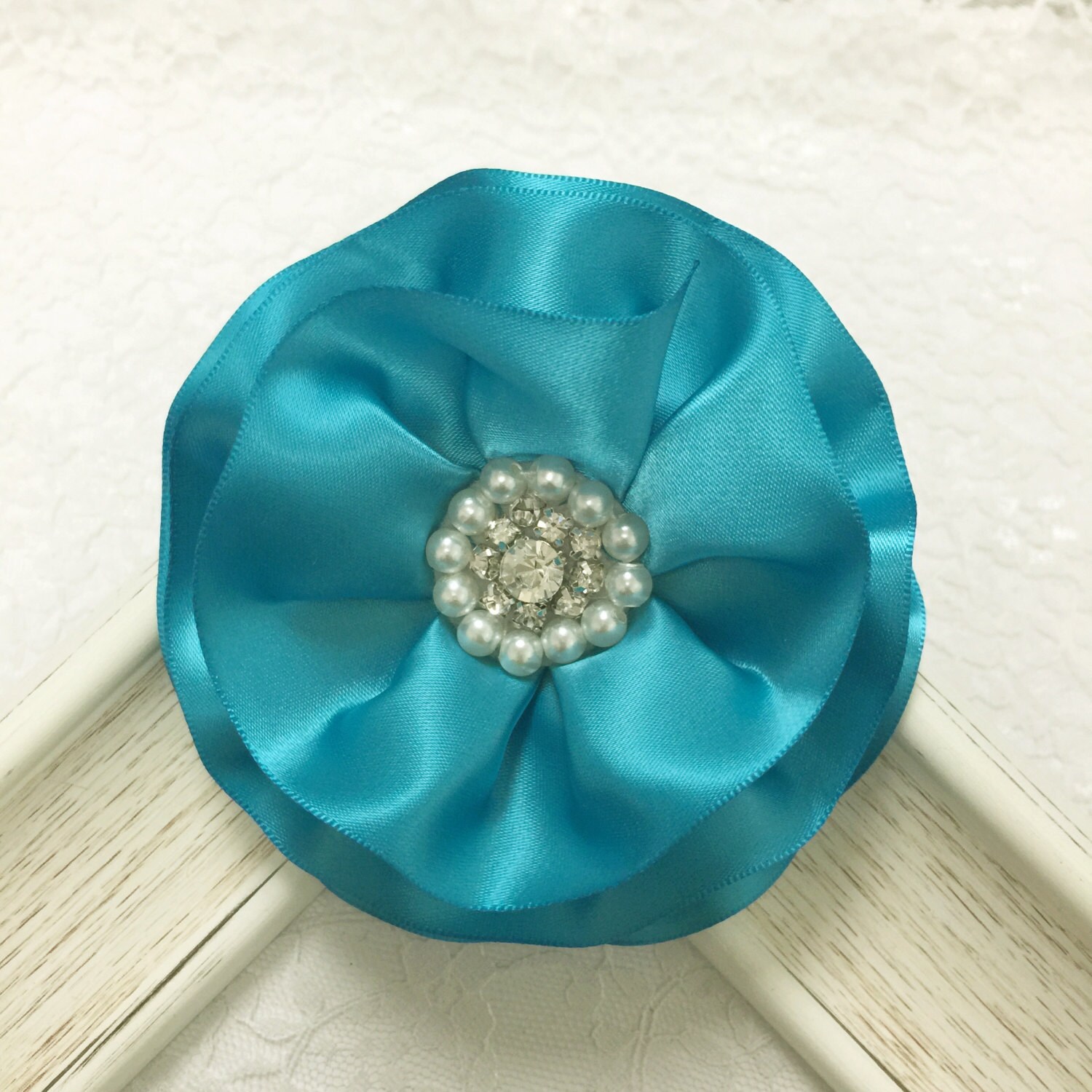 NEW 2pcs Handmade Satin Flowersturquoise FB1022 Etsy