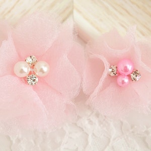 New! Set of 2pcs Handmade Organza Flowers--Light Pink (FB1074)