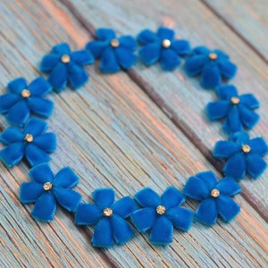 Set of 12pcs handmade velvet flower--turquoise (VT18)