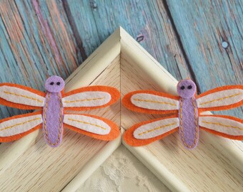 New! Set of 2pcs handmade felt dragonfly--pumpkin (CL1593)