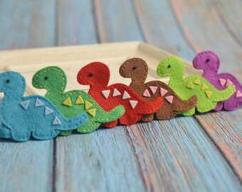 Clearance! Set of 6pcs handmade felt dinosaurs--mix color (CL349)
