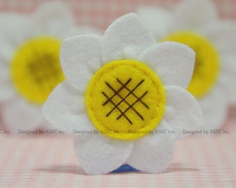Set of 6pcs handmade felt sunflower--white (FT945)