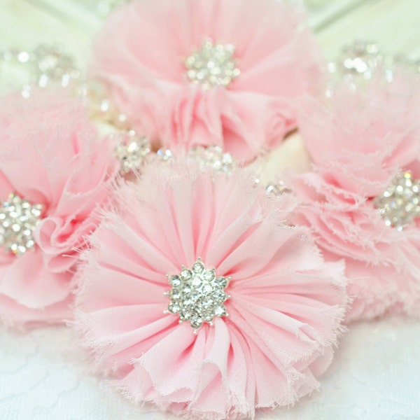 New! 2pcs Handmade soft shabby chiffon flowers--pink (FB1047)