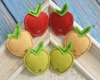 NEW! Set of 6pcs felt puffy apple—mix color (FT693)