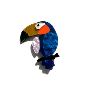 Blue Parrot Brooch/Handmade/Acrylic Brooch/Laser Cut Acrylic/Grace Gift/Art/Design/mini Brooch/Special/fashion Decor