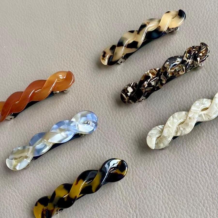 French Braided Side Hair Clip • Retro Spring Barrette for Women & Girls • Minimalist Ins Style Bangs Clip • 2.75” Snap Clip for Thin Hair