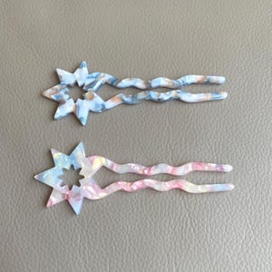 Star Resin U Hair Pin for Buns – Classic French Twist Hair Fork | Decorative Hair Stick for Women Updo | 4” U Shaped Hair Clip